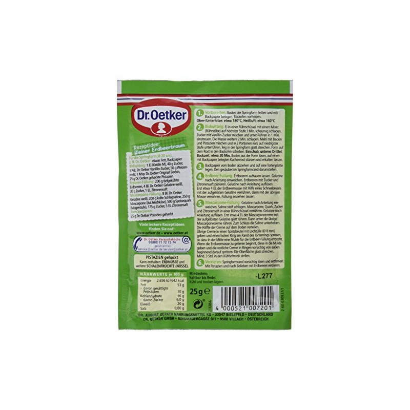 Dr. Oetker Pistachios Chopped, 25 g, Crushed Pistachios, Elegant Ingredient
