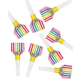 Unique 93433 Rainbow Stripe Party Blowouts | Multicolor | 8 Pcs, Multicolour, Pack of 8
