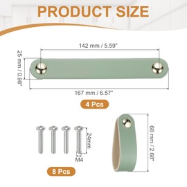 PATIKIL Leather Drawer Pulls, 4 Pcs Leather Handle Double Hole Cabinet Dresser Knob with Screw for Bathroom Kitchen Dresser Cupboard Door, Blue