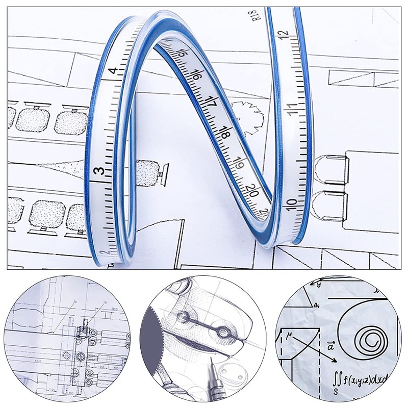 2 Pieces Curved Ruler Plastic Tape Measure Ruler 30cm Scale