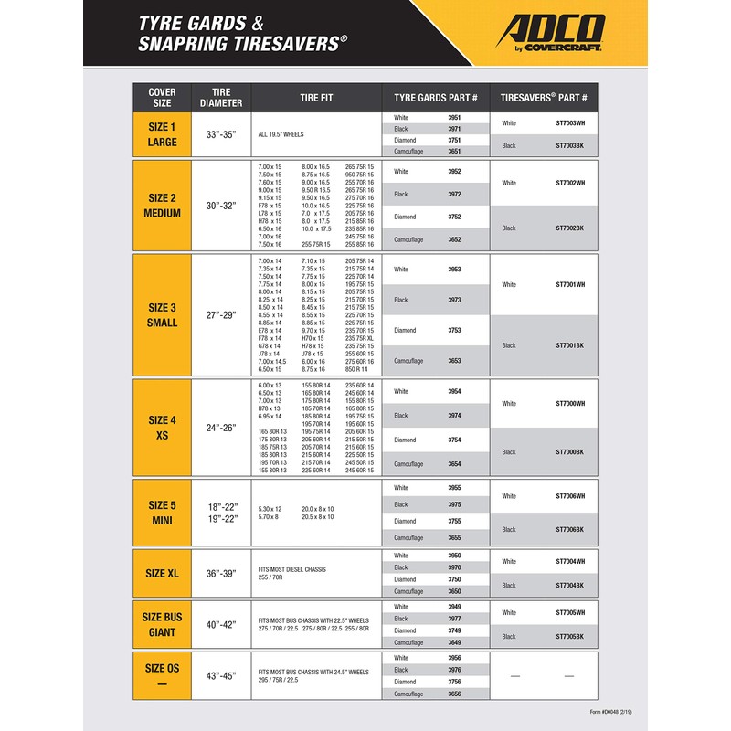 ADCO 3923 White Double Axle Tyre Gard Wheel Cover