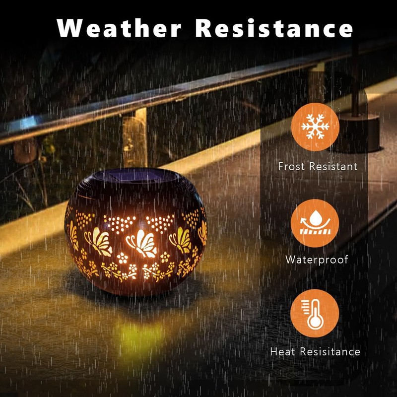 VEWOGARDEN 2 Pack Solar Lanterns Outdoor Waterproof Solar Lantern Hollow