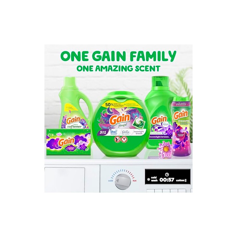 Gain flings Laundry Detergent Soap Pacs, HE Compatible, Long Lasting