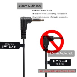 HYS Earphones Sound Tube - 3.5 mm Jack - One Ear - Listen Only Headphones with Balanced Fitting - Headphones Headset for Radios Speaker Microphones (Black)