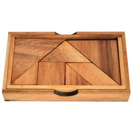 Tangram Rectangle, Large Chinese Wooden Puzzle with 7 Pieces, Tangram Puzzle, 1250 Figures Puzzle Together with Tangram Templates, Laying Puzzle, Children's Puzzle, Family Puzzle, School