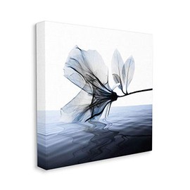 Stupell Industries Flower Petals Touching Water Blue White Photograph Canvas Albert Koetsier Wall Art, 17 x 17