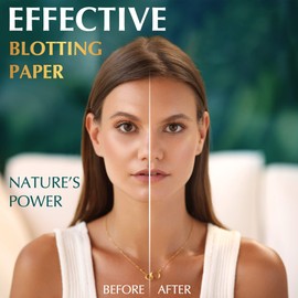 Natural Green Tea Blotting Paper for Oily Skin - 25% Larger Sheets (4.7x3”) - 600 Oil Blotting Sheets for Face - Makeup Friendly - Easy Dispensing