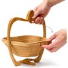 AL-FAHMI Traditional Bamboo Apple Shape Fruite Basket Collapsible Wood Foldable