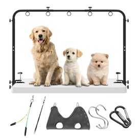 Josmimic Adjustable Dog Grooming Arm for Table: 42'' Height, 27''–39'' Width, Clamp Fits Up to 2.76'', with Hammock & 2 Nooses – Portable Pet Grooming Station for Nail Trimming, Cats & Dogs at Home