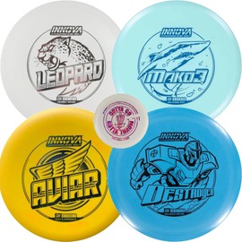 Discraft INNOVA DX 3 Disc Golf Starter Kits for Men, Women, & Kids, Putter, Midrange, Driver, Bonus G3T Mini, Weight Ranges 140-180, Beginner Frisbee Golf Set, Fade Bag Sold Seperat