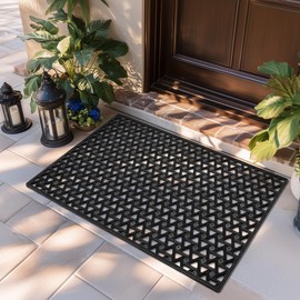 GRANNY SAYS Front Door Mat Indoor Entrance, Entryway Rugs Non Slip Washable, Waterproof Welcome Mat for Outside Entrance, Low Profile Outdoor Mats for Front Door, Black 19" x 29.5"
