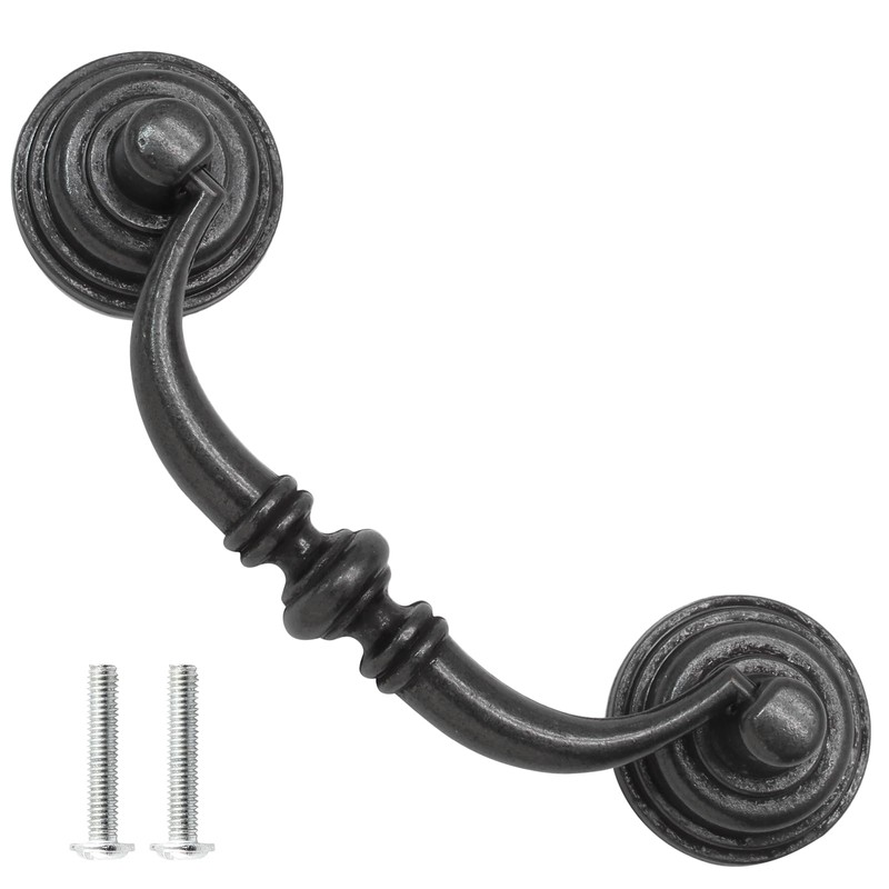 Uenhoy 6 Pack Black Bail Handle Drop Pulls 89mm/3.5" Hole