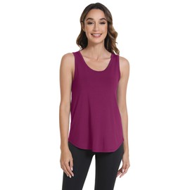 WiWi Tank Tops for Women Sleeveless Pajama T-Shirt Tanks Loungewear Basic Shirts Viscose from Bamboo S-XXL, Purplish Red, Medium