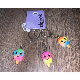 Claire’s popsicle keychains rainbow glitter 3 pc bff best friends