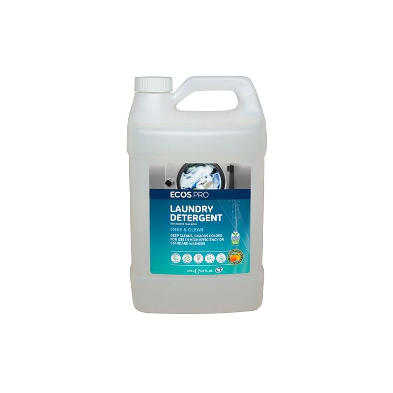 ECOS PRO Liquid Laundry and Microfiber Detergent, Free & Clear,
