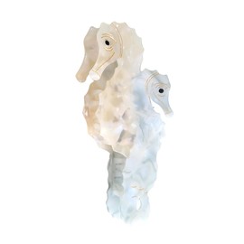 Twin Sea Horse Hair Clip,Acetate Hair Claw,Small Hair Clips for Women,Khakiblue