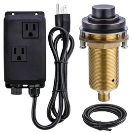 SINKINGDOM SinkTop Air Switch Kit (Long Full Brass Button) for Disposal, Dual Outlet, (Oil Rubbed Bronze)