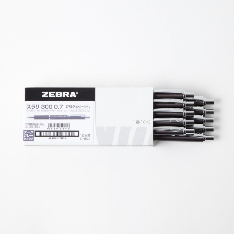 ゼブラ 油性ボールペン スラリ300 0.7 ダークグレー 10本 B-BA38-DGR