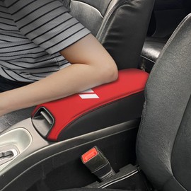 YOFAMO for Dodge Journey 2011-2020 Car Armrest Cover Center Console Pad Covers Scratch Resistance Box Cover Leather Protector Pad Interior Decoration Accessories(Red+Black)