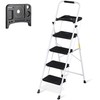 JungleA Step Ladder 4 Step Folding with Tool Tray, Wide