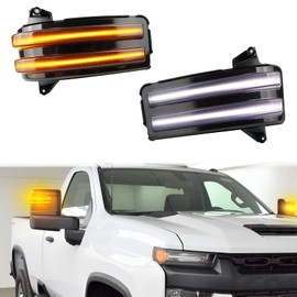 ZDEERAOTO LED Rear Side Mirror Light DRL Amber Sequential Turn Signal Lamp Feature Kit for 2020-2024 Chevy Silverado/GMC Sierra 2500 3500 Pickup Truck,Full LED Side Marker Mirror DRL Lamp,2pc (20-24)