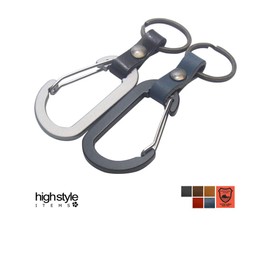 Highstyle Key Holder, Tochigi Leather & Lightweight Aluminum Carabiner, Antique Color, Base Grade Type, Key Chain, black/navy