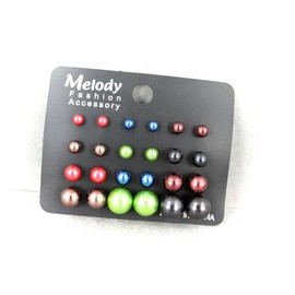 12 Pair Ball Stud Earrings Faux Pearl Bead Post Black Brown Green Blue Red Adorable Statement Jewelry Earrings for Women