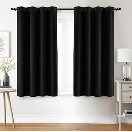 Utopia Bedding Blackout Curtains 2 Panels - 45 Inches Long Thermal and Sound Insulated, Room Darkening Grommet Curtains for Bedroom Living Room Windows (Black - 42x45 Inches)