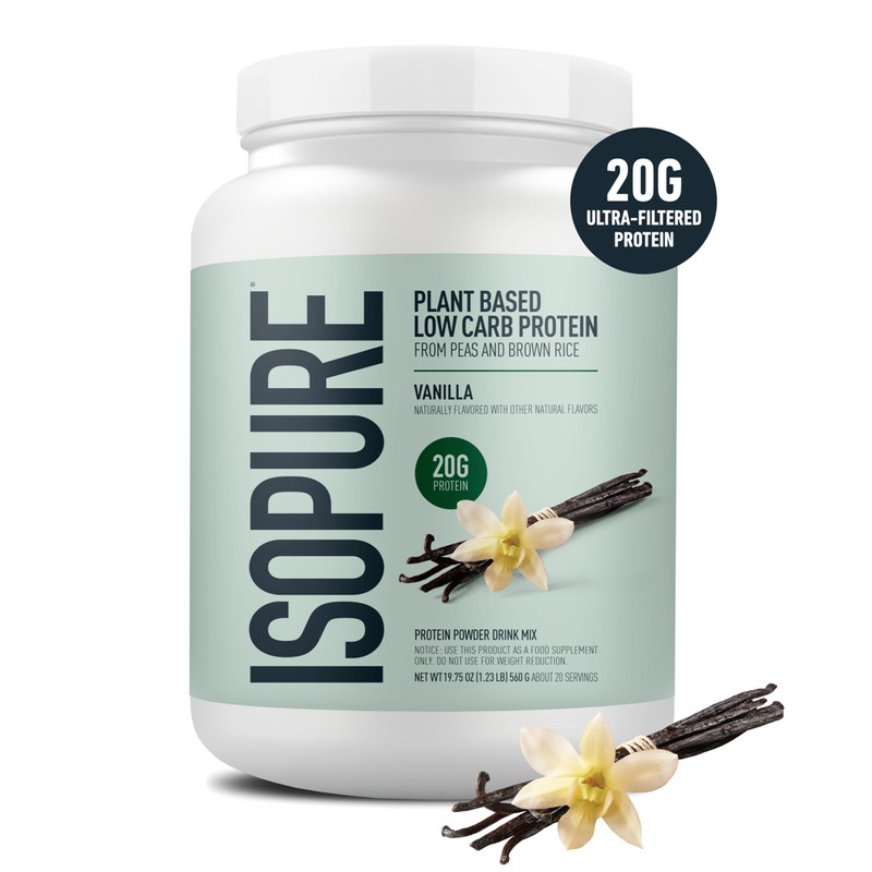 Isopure Plant-Based Protein Powder, Lactose Free, Gluten Free, With Iron,