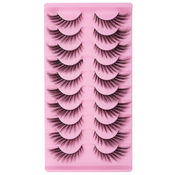 LOPHE 10PCS Cat Eye Lashes False Eyelashes, Thick and Soft