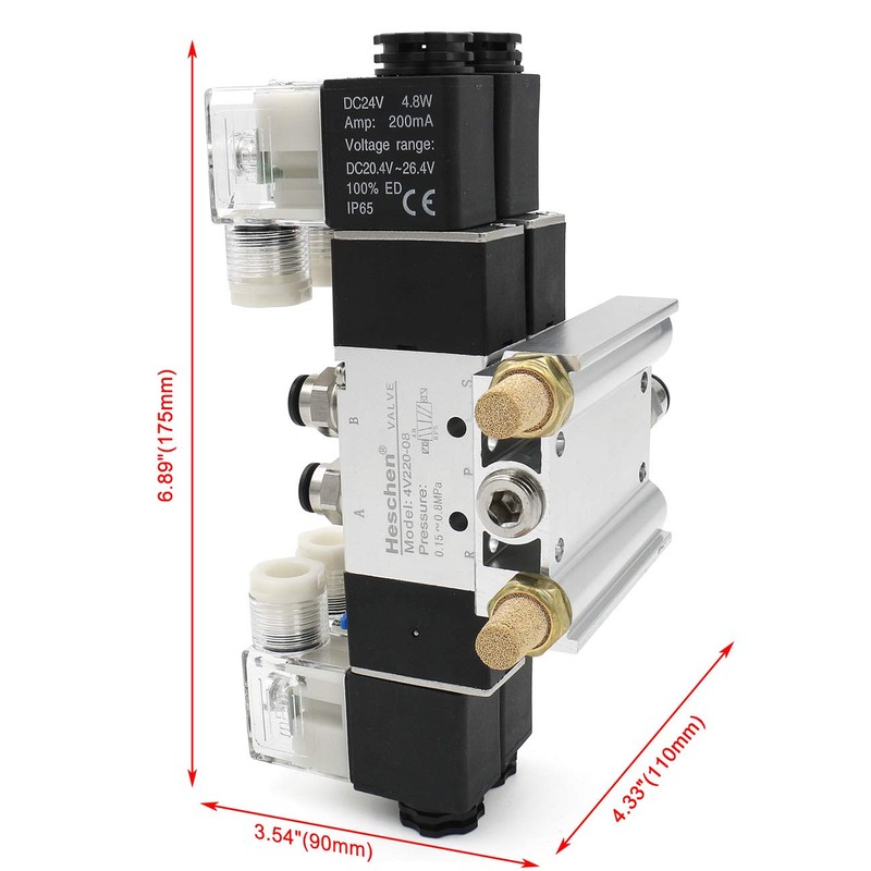 Heschen Electrical Pneumatic Twin Solenoid Valve 4V220-08 24VDC PT1/4 5