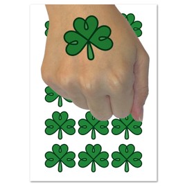 Three Leaf Clover Shamrock Tribal Celtic Knot Temporary Tattoo Water Resistant Fake Body Art Set Collection - 54 1" Tattoos (1 Sheet)