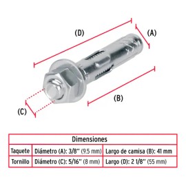 Taquete Expansin, 516, Tornillo, Bolsa 4 Pz Fiero 44361                                                                                               