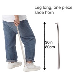 Urby Leg Long One Piece Extra Long Shoe Horn With Handle For Seniors Or Plus Size People, Calzador De Zapatos Largo, Made With One Piece Stainless Steel, 30in/80cm (2pk)