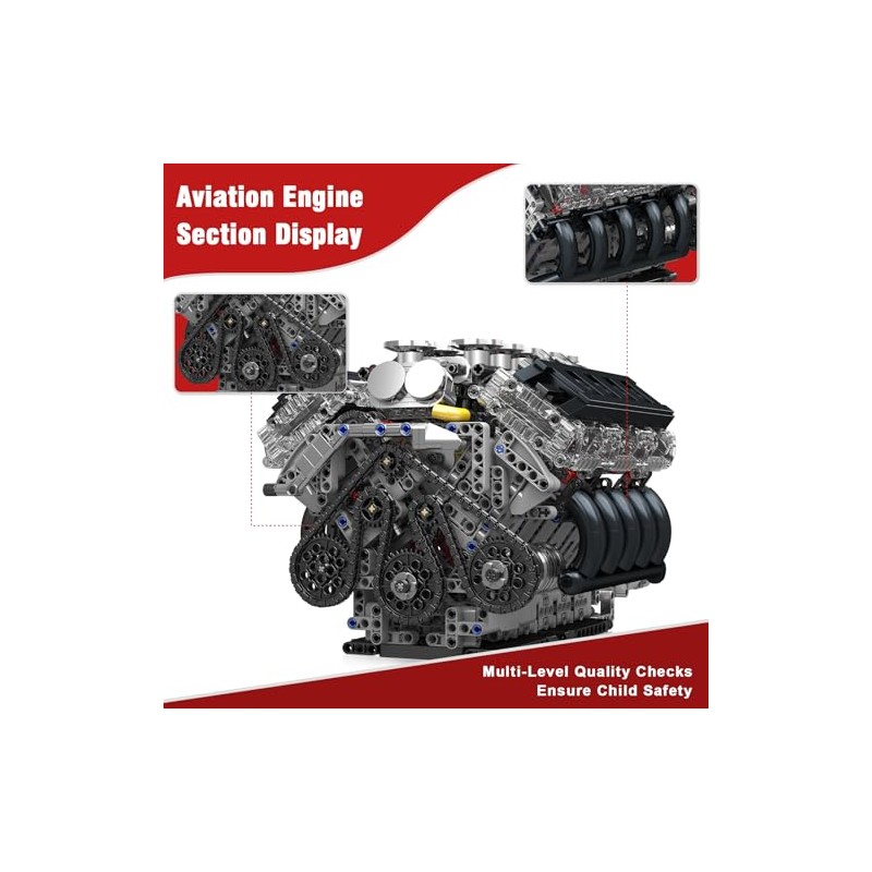 Mould King LR V10 Engine Model Kit for Adults, 1834