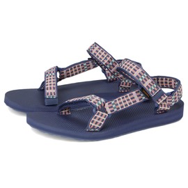 Teva Original - Sandalia universal para mujer, Corona moderna a cuadros azul, 25 cm