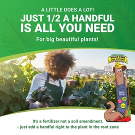 Wiggle Worm 100% Pure Organic Worm Castings - Organic Fertilizer for Houseplants, Vegetables, and More – OMRI-Listed Earthworm Castings to Help Improve Soil Fertility and Aeration, 15-Pounds