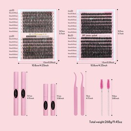 Meicenra Eyelash Extension Kit, 1 Set Including 2 Eyelash Extensions & 2 Eyelash Glue & 2 Eyelash Remover & 2 Tweezers & 2 Brushes, Professional Eye Makeup Kit, Cosmetic