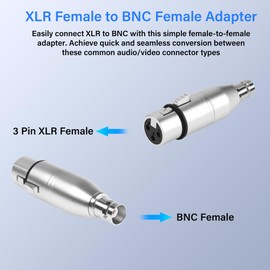 QINJOOELC XLR to BNC Adapter XLR 3 Pin Female to BNC Female Coaxial Analog Video Connector Conversion Extender for Microphone Amplifiers, Speakers, Mixing Console, RF, Audio, Camera (2 Pack)