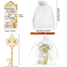 24pcs Gold Key Bottle Opener 3 Years Old Birthday Party Favors, Key Beer Bottle Opener 3rd Birthday Favors Anniversary Souvenirs Return Gifts for Guests Party Decor Supplies (Gold 3)