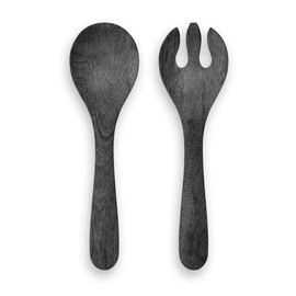 Tarhong TT20745272 Wood Grain Server Spoon & Fork, Black, 12.6 inches (32 cm), Serving Serving, Break-Resistant, Plastic, Dishwasher Safe, Stylish, Cute, Lightweight, Cafe, Outdoor, Camping