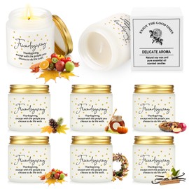Conelist 6 Pcs Thanksgiving Gifts Fall Scented Candles Set 3.5 Oz Soy Wax Pumpkin Scented Glass Jar Candle Friendsgiving Gift for Friends Coworker Women Men Autumn Birthday (Classic)