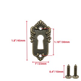 T Tulead 10 Pcs Lock Keyhole Cover Plate Brass Decorative Keyhole Insert 1-4/5"L x 1"W Keyhole Escutcheon Plate for for Cabinet Door,Bronze