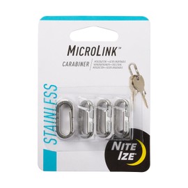 Nite IZE MicroLink Mosquetón, Mini llaveros de Acero Inoxidable para llaveros, multiherramientas y más, Paquete de 4