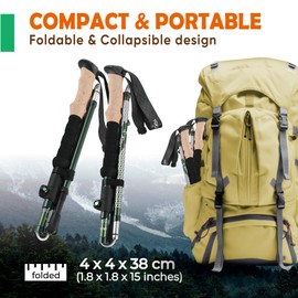 Trekology Trek-Z Collapsible Hiking & Trekking Poles - Balance Support for Seniors, Women, and Men, 2pc Per Set (Trek-Z Green, 100-120cm for Height: 4’11 to 5’10”)