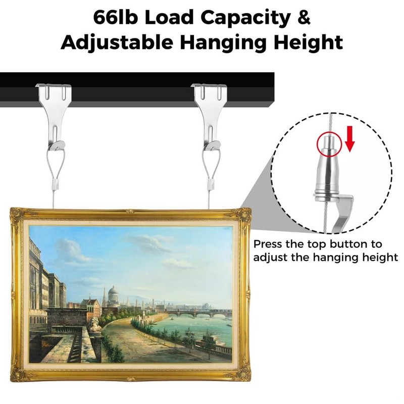 12-Piece Picture Rail Hanging Kit | 79" Adjustable Cables &