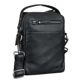 STILORD 'Byron' Elegant Shoulder Bag Men's Small Leather for Tablet 8.3 Inch – Ideal as Men's Crossbody Bag Genuine Leather Men's Bag for Hanging with Many Compartments, black