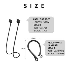 6 Paar Anti-Verlust-Ohrbügel, TPU-Material, Kopfhörer-Haken, kompatibel mit den meisten Bluetooth-Kopfhörern, für Sport, Laufen, Training, mit 2 Paar Silikon-Anti-Verlust-Kabel.