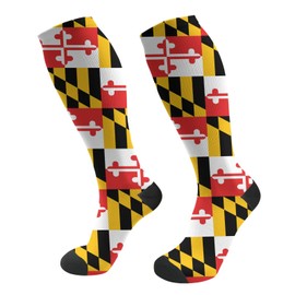 ACDRUING States Usa Maryland-Flag Unisex Compression Sock 15-20mmhg Over The Calf Socks Men & Women Socks For Running, Nurses, Flight, Travel
