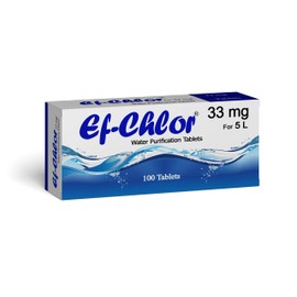 Ef-Chlor 33 mg Water Purification Tablets – Treats 4–5 litres per Tablet | Essential for Travel, Camping, Hiking, Rainwater & Emergency Use | Pack of 100 Tablets